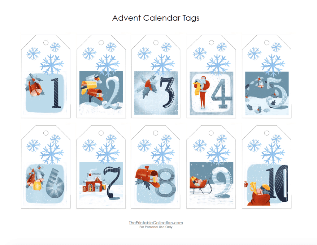 Advent Calendar Tags 1 - The Printable Collection