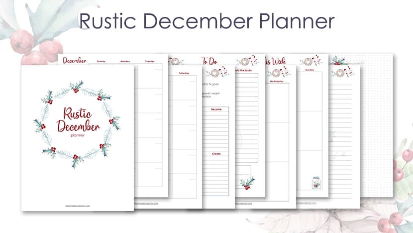 printable rustic december planner - The Printable Collection