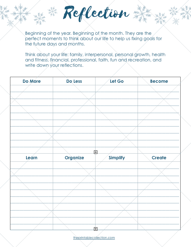 Free January Planner Reflection Page - The Printable Collection