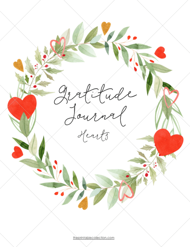 Hearts Gratitude Journal Page Title - The Printable Collection