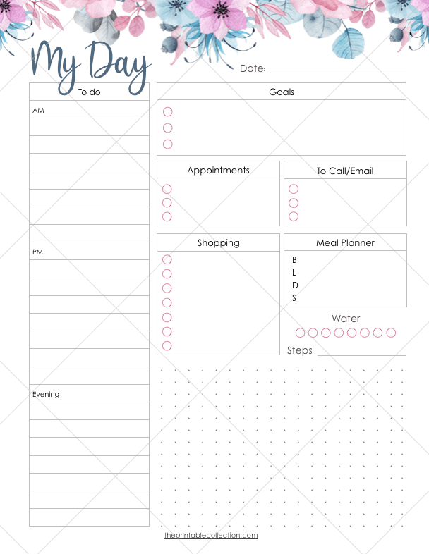 The Printable Collection - Daily Planner Free Printable Image for Gallery
