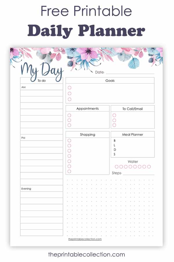 Daily Planner Free Printable to plan your day - The Printable Collection