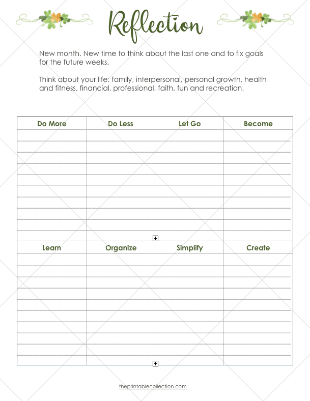 March Planner Monthly Calendar Reflection Page - The Printable Collection