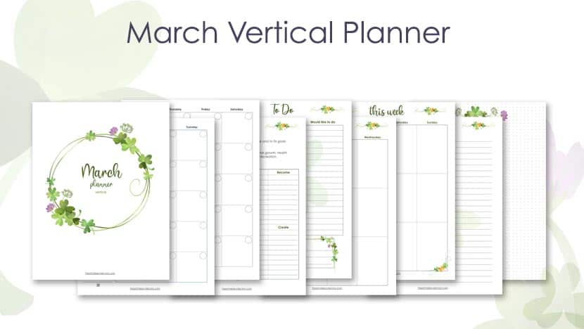 March Printable Weekly Planner Free - Vertical Layout - The Printable Collection