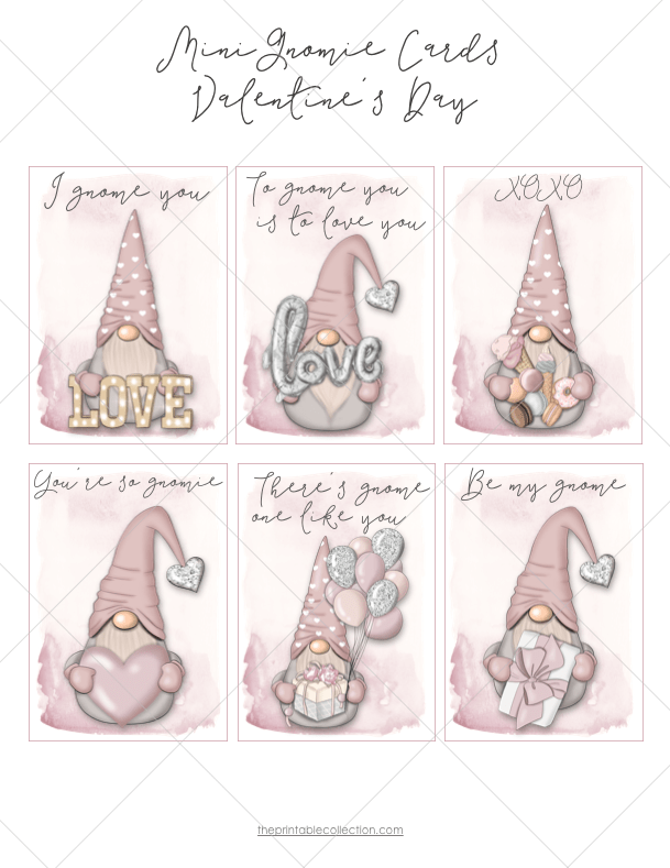 Mini Gnome Valentine Cards - The Printable Collection