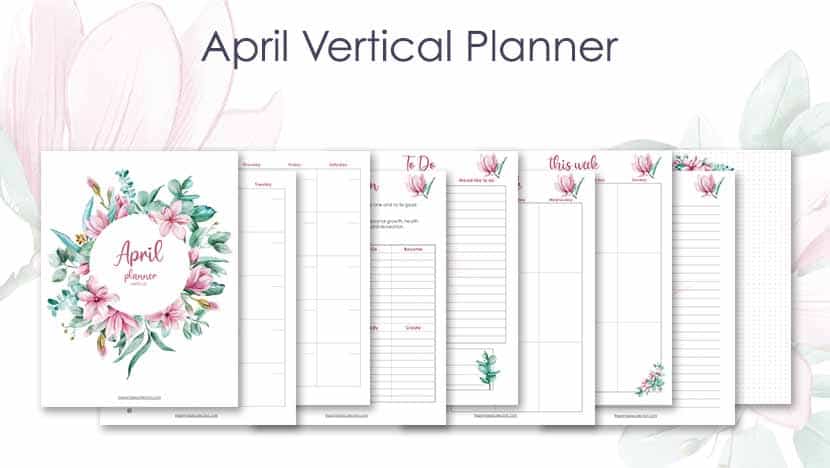 April Vertical Printable Planner OrganizationPost - The Printable Collection