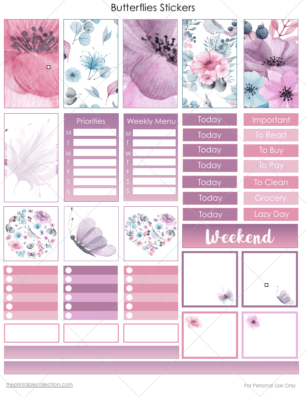 Free Monthly Planner Stickers With Butterflies And Flowers | The ...