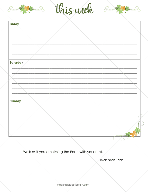Free Gratitude Journal Weekly Right Page Clovers - The Printable Collection