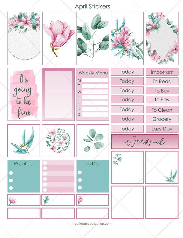 Planner Stickers Printable With Magnolias And Eucalyptus | The ...