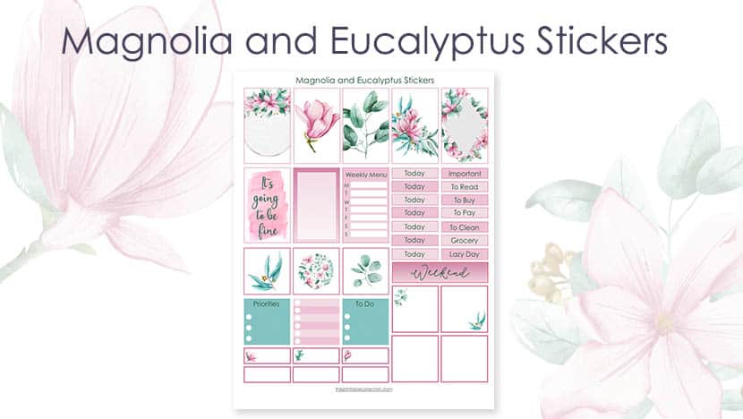 Printable Magnolia and Eucalyptus stickers from The Printable Collection