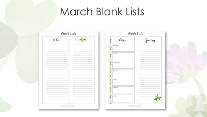 March Blank Printable Lists Post - The Printable Collection