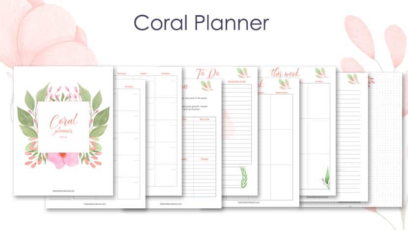 Free Cute Weekly Planner Printable The Coral Planner The Printable Collection