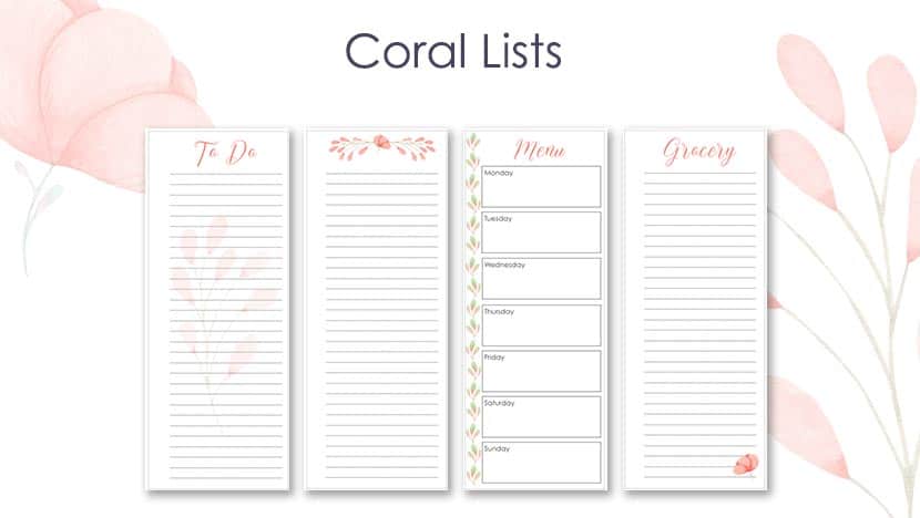 Free Printable Coral Lists Printable Post - The Printable Collection