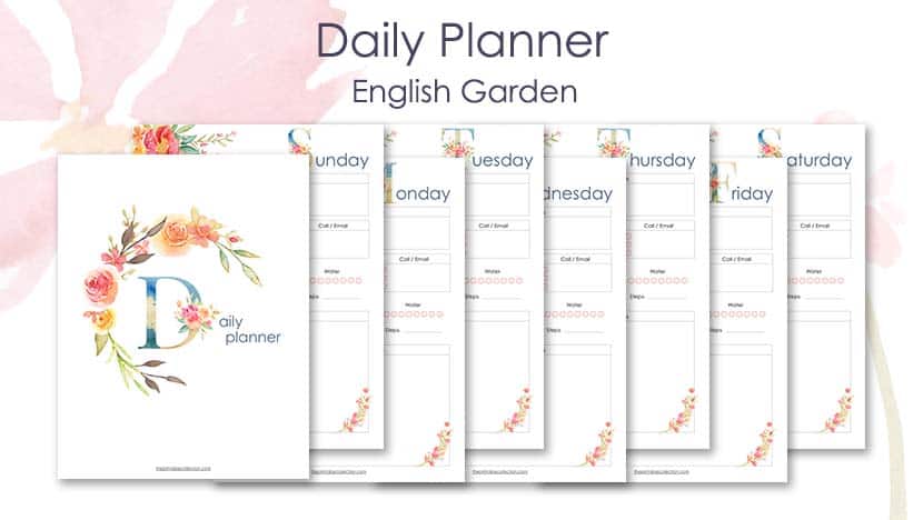 Daily Planner English Garden Post - The Printable Collection