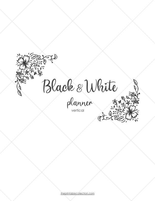 Free Printable Black and White Planner Cover Page - The Printable Collection
