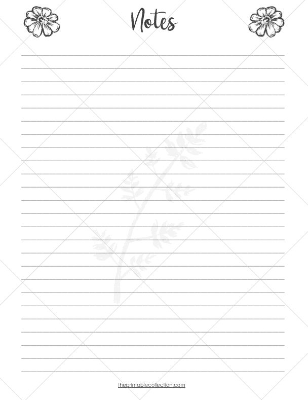 Free Printable Black and White Planner Notes Page - The Printable Collection