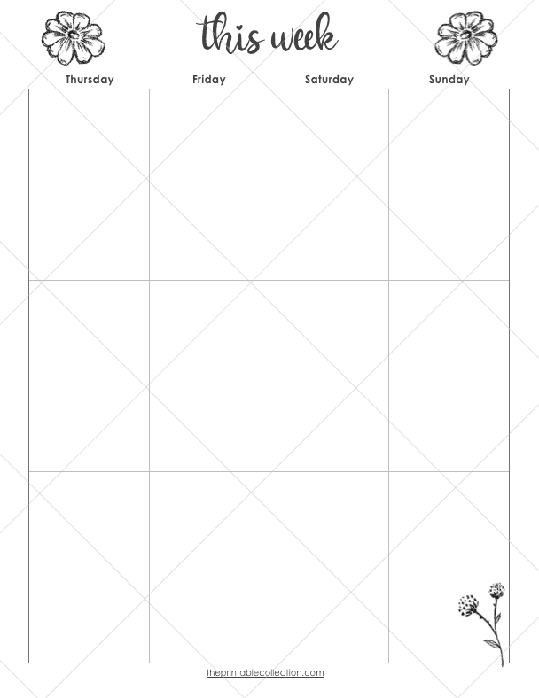 Free Printable Black and White Planner Weekly Right Page - The Printable Collection
