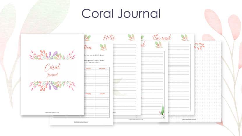 Free Printable Daily Journal The Coral Journal The Printable Collection