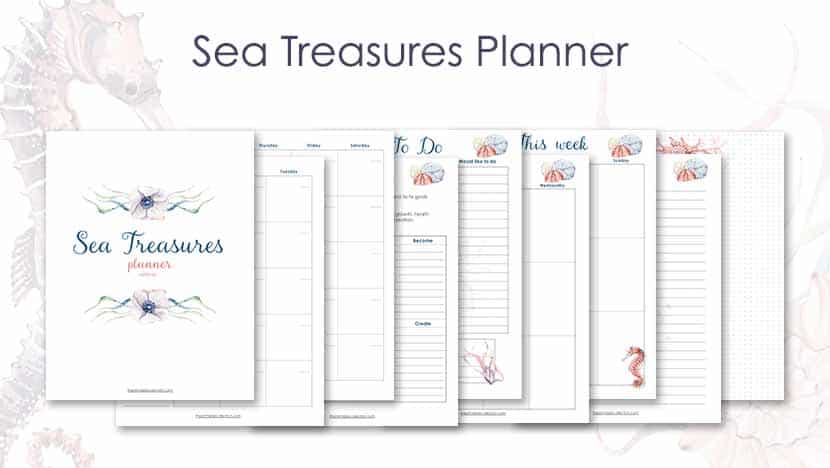 Sea Treasures free printable planner pages Post - The Printable Collection
