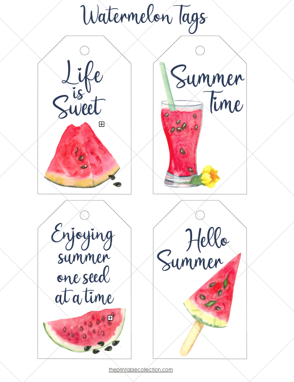 Free Printable Watermelon Tags Watermark - The Printable Collection