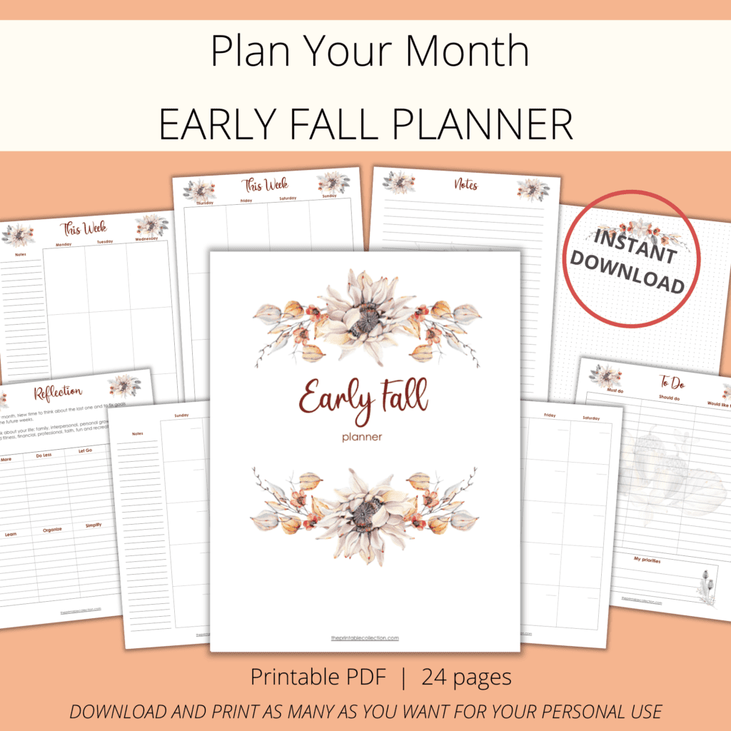 Printable Early Fall Planner - The Printable Collention