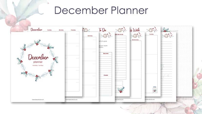 Cover Page of the Free Printable December Planner - The Printable Collection