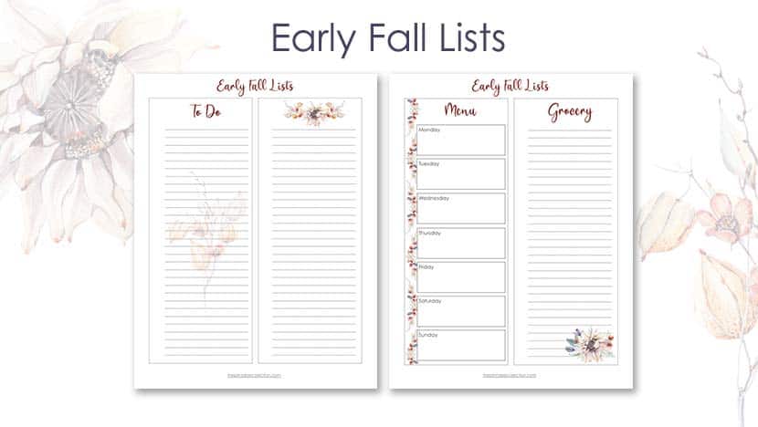 Free Printable Early Fall Lists Post - The Printable Collection