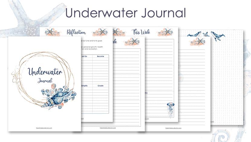 Free Printable Lined Journal Pages With An Underwater Theme - The Printable Collection