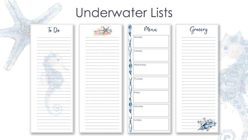 Free Printable Underwater Lists - The Printable Collection