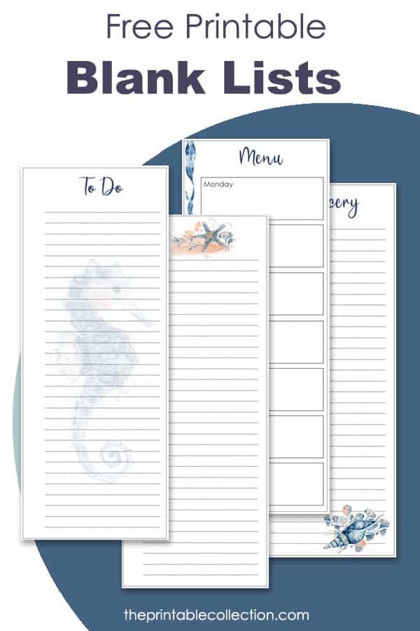 Free Printable Underwater Blank Lists - The Printable Collection