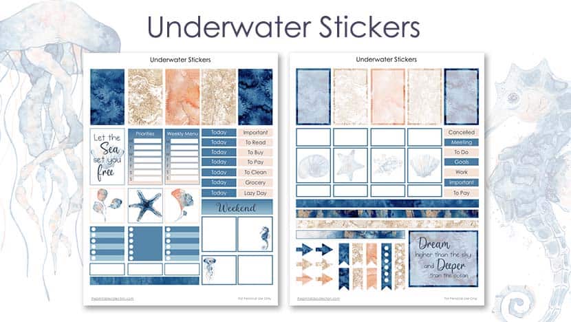 Free Printable Stickers Underwater Stickers Theme - The Printable Collection
