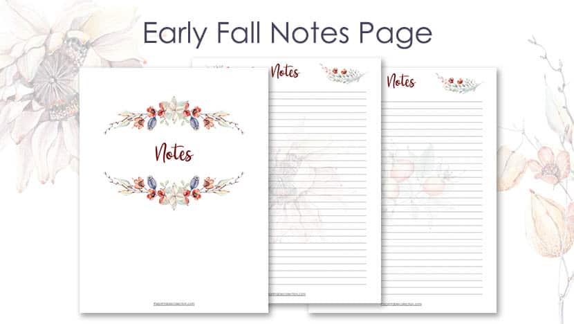 Free Printable Early Fall Notes Page Post - The Printable Collection
