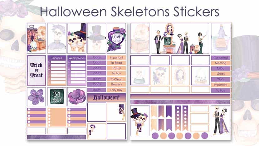 Free Printable Halloween Skeletons Stickers Post - The Printable Collection