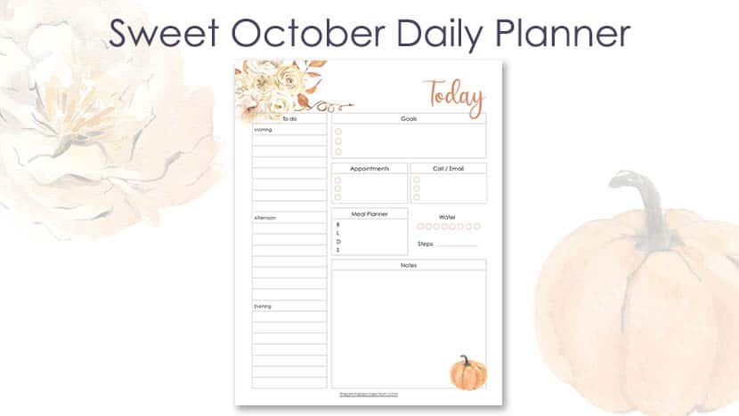 Free Printable Sweet October Daily Planner Post - The Printable Collection