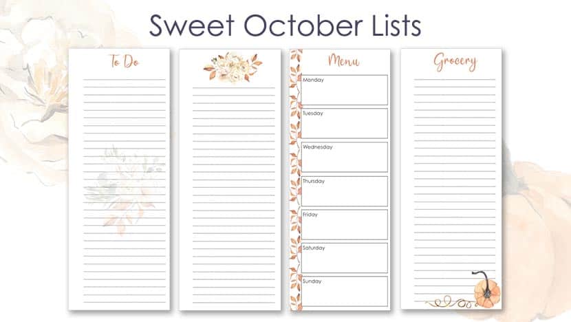 Free Printable Sweet October Lists Post - The Printable Collection