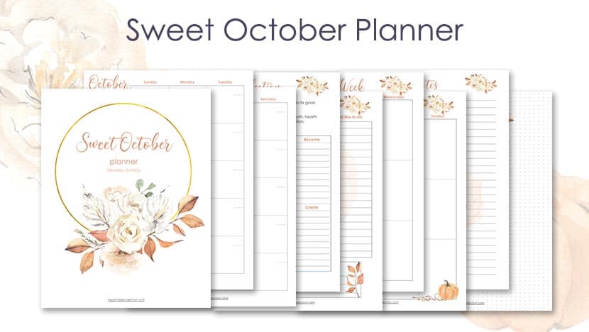 Free Printable Sweet October Planner Post - The Printable Collection