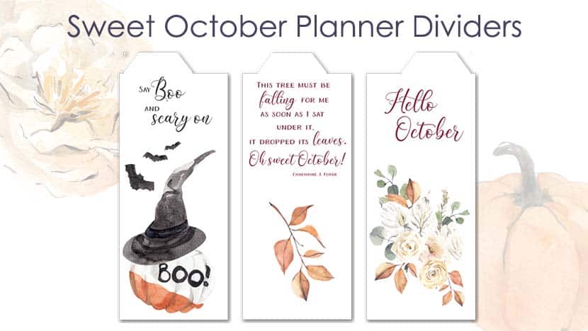 Free Printable Sweet October Planner Dividers Post - The Printable Collection
