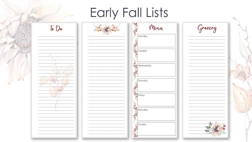 Free Printable Early Fall Lists Post 2 - The Printable Collection