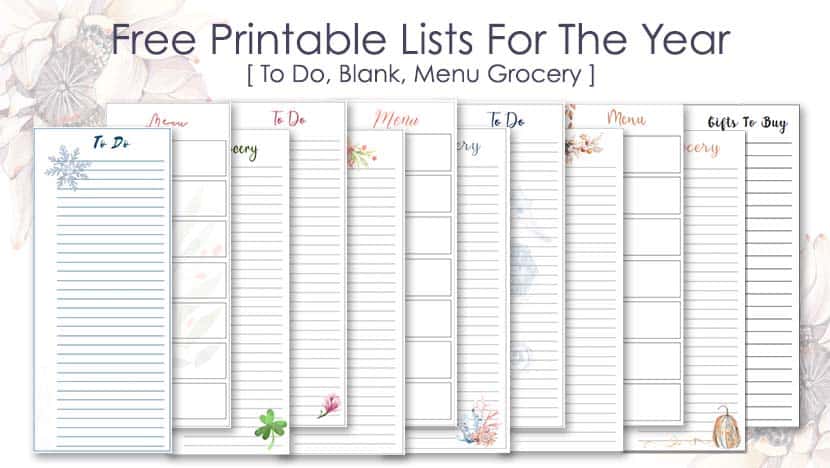 Free Printable Lists For the year Post - The Printable Collection