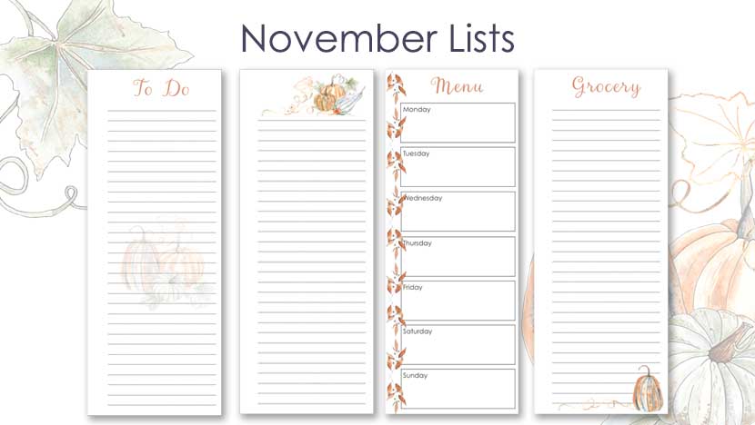 Free Printable November Lists Post - The Printable Collection