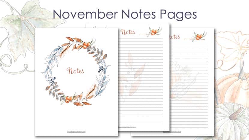 Free Printable November Notes Page Post - The Printable Collection