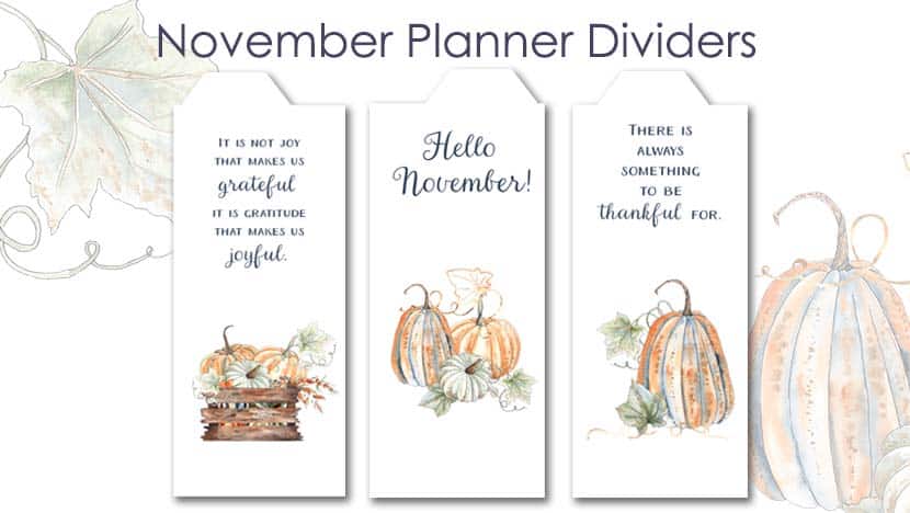 Free Printable November Planner Dividers Post - The Printable Collection