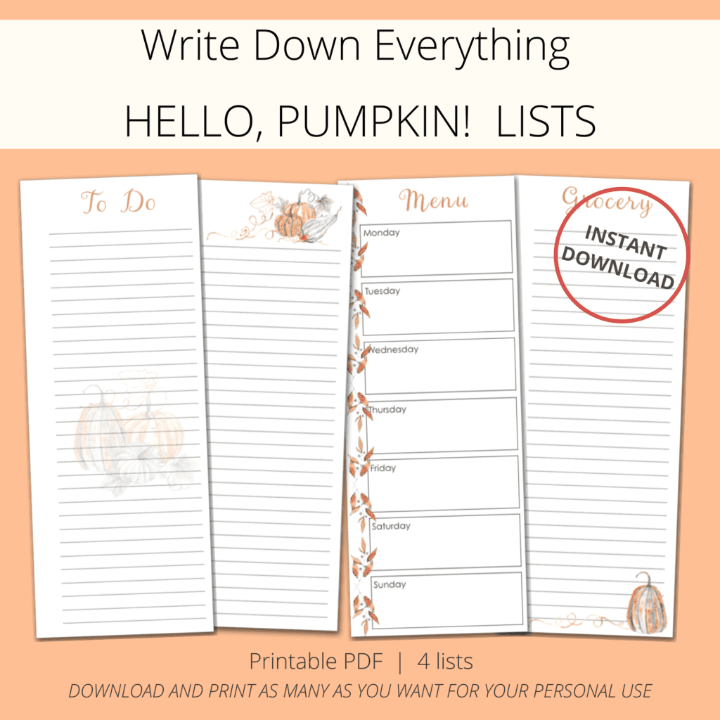 printable to do lists hello, pumpkins with watercolor pumpkins and leaves - The Printable Collection