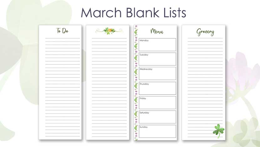Free Printable March Blank Printable Lists Post 2 - The Printable Collection