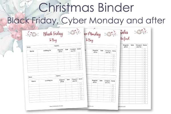 Printable Christmas Binder Black Friday Cyber Monday Pages - The Printable Collection