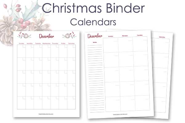 Printable Christmas Binder Calendars Pages - The Printable Collection