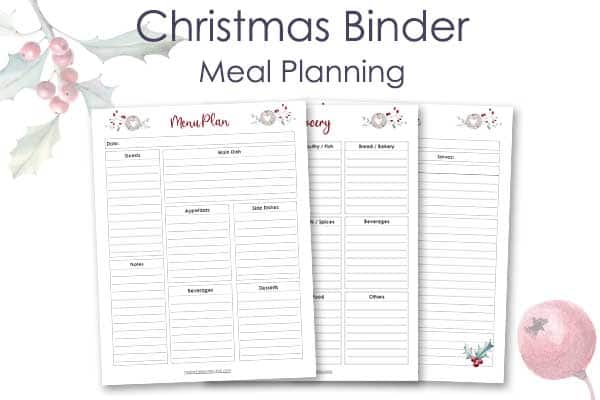 Printable Christmas Binder Meal Pages