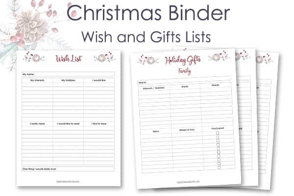 Printable Christmas Binder Wish and Gifts Lists Pages - The Printable Collection