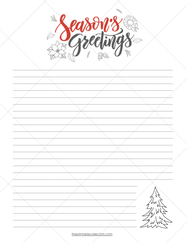 Free Printable Christmas Stationery Papers Seasons Greetings - The Printable Collection