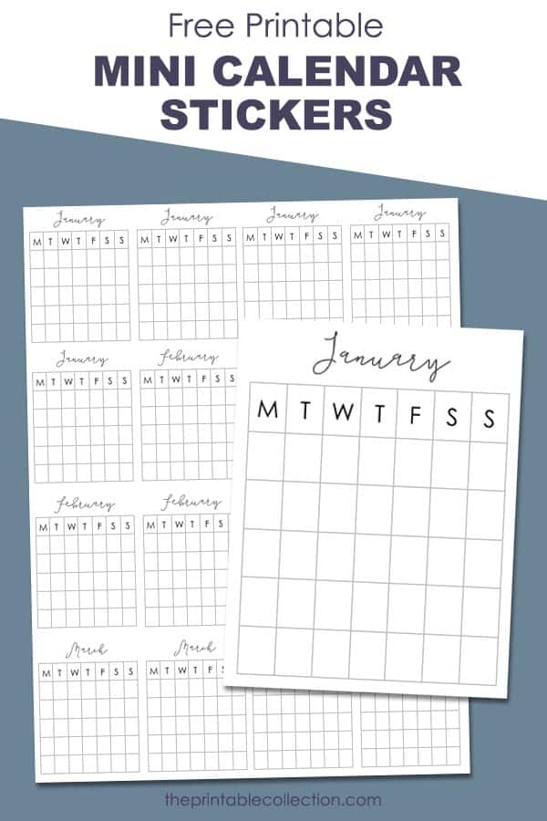 Free Printable Mini Calendars for planners - The Printable Collection